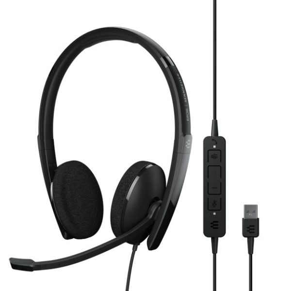 EPOS ADAPT 160T USB II On-ear, double-sided USB-A headset with in-line call control and foam earpads. Certified for Microsoft Teams