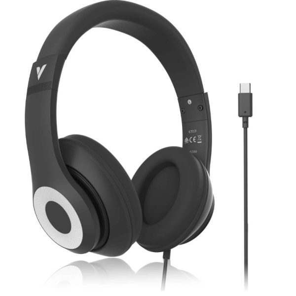 Verbatim Audio Headphone Mic Classic Type C - Black, Clear Sound, Comfort, Robust Construction, Easy modern connection. Headset. Office & School 2025