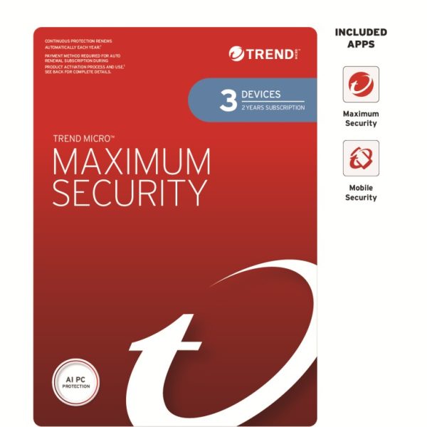 Trend Micro Maximum Security (3 Devices) 2 Year Retail Mini Box Auto Renew