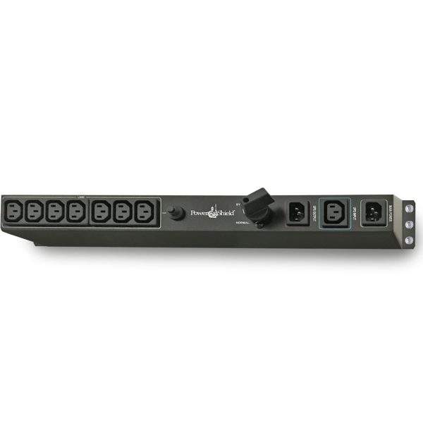 PowerShield Rack Mount Bypass Switch Plus Hot Swap PDU for 1 & 2kVA, 1U, 10Amp Input, ensures uninterrupted power during maintenance