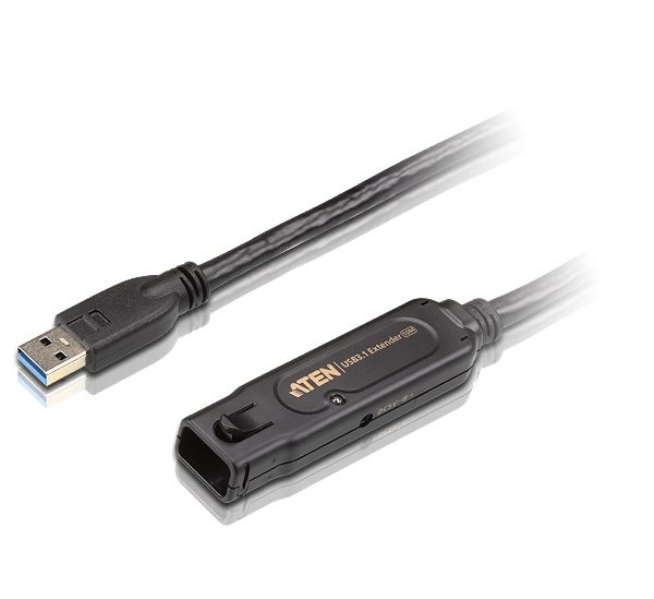 Aten USB 3.1 Gen 1 10m Extender Cable with AC Adapter, support 5 Gbps data-rate, daisy-chain up to 50m, unique locker head design