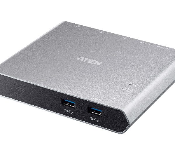 Aten Sharing Switch 2x2 USB-C, 2x Devices, 2x USB 3.2 Gen2 Ports, Power Passthrough, Remote Port Selector, Plug and Play