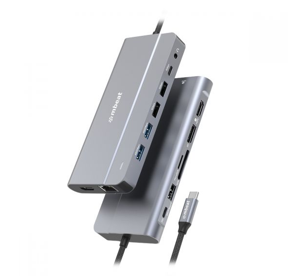 mbeat® Elite X14 Triple 4K Display Multi-Port USB-C Hub USB-C 3.2 Gen 2 × 1, Supports USB-C DisplayPort 1.4 (DP-Alt Mode)  HDMI 2.0 Version × 2, Max.