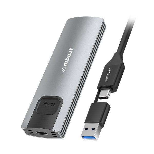 mbeat® 10Gbps M.2 NVMe SATA SSD Enclosure  Easily install  Versatile Storage Options up to 4TB USB Connectivity with 2-in-1 Cable Package Weight: 102g
