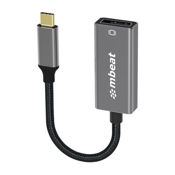 (LS) mbeat® Elite USB-C to Display Port Adapter  -Converts USB-C to DisplayPort female port, 4K@60Hz (3840×2160),  15cm - Space Grey Weight: 30g
