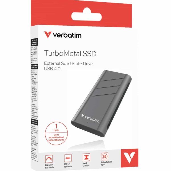 Verbatim TurboMetal SSD USB 4.0 1TB , High Speed Data transfer – up to 3700 MB/s read and 3600 MB/s write (LS)