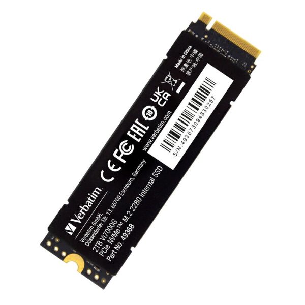 Verbatim 2TB Vi7000 PCIe Gen4 NVMe M.2 2280 Internal SSD 7000MB/s Read 6500MB/s Write, 2-year Limited Warranty