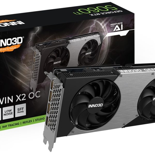 INNO3D nVidia GeForce RTX 5060 Ti TWIN X2 OC 16GB GDDR7,  2602MHz Boost Clock, RAM 28Gbps, 3xDP, 1xHDMI 250x116x41mm