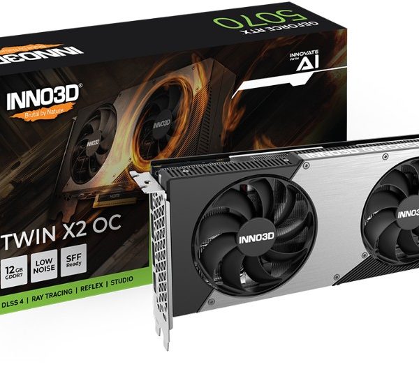INNO3D nVidia GeForce RTX 5070 TWIN X2 OC 12GB GDDR7 2542 MHz Boost Clock, RAM 28 Gbps, 3x DP, 1xHDMI 250x116x41mm