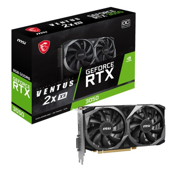 MSI nVidia Geforce RTX 3050 VENTUS 2X XS 8G OC Video Card, 1807 MHz Boost Clock, GDDR6, PCI-E 4.0, 3x DisplayPort 1.4a, 1x HDMI 2.1(NEW)