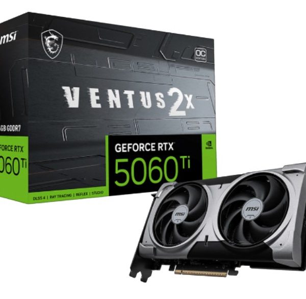MSI nVidia GeForce RTX™ 5060 Ti 16G VENTUS 2X OC PLUS, PCI Express® Gen 5 x16, Boost: 2602 MHz, CUDA 4608 Units, 16GB GDDR7, HDMI™ x 1