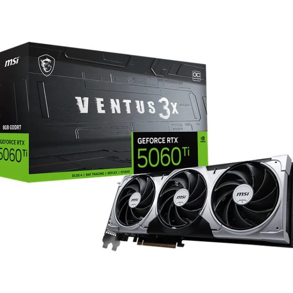 MSI nVidia GeForce RTX™ 5060 Ti 8G VENTUS 3X OC, PCI Express® Gen 5 x 16, Boost: 2602 MHz, CUDA 4608 Units, 8GB GDDR7, HDMI™ x 1