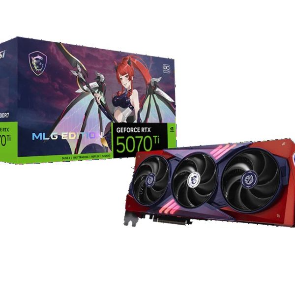MSI nVidia GeForce RTX 5070 Ti 16G MLG EDITION OC, 8960 CUDA, 16GB GDDR7 256-bit, 28Gbps, 2580MHz, PCIe 5.0, DPx3, HDMI2.1b, 300W, 3yr wty