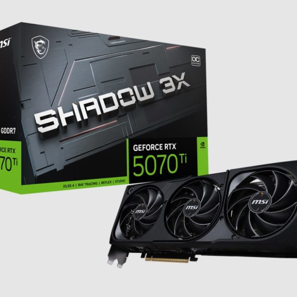 MSI nVidia GeForce RTX™ 5070 Ti 16G SHADOW 3X OC, PCI Express® Gen 5, Boost: 2482 MHz, CUDA 8960 Units, 16GB GDDR7, HDMI™ x 1