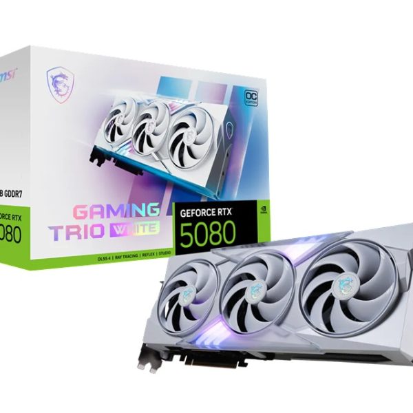 MSI nVidia GeForce RTX™ 5080 16G GAMING TRIO OC WHITE,  Boost: 2700 MHz, CUDA 10752 Units, 16GB GDDR7, HDMI™ x 1