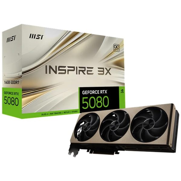 MSI nVidia GeForce RTX™ 5080 16G INSPIRE 3X OC, Boost: 2640 MHz, CUDA 10752 Units, 16GB GDDR7, HDMI™ x 1