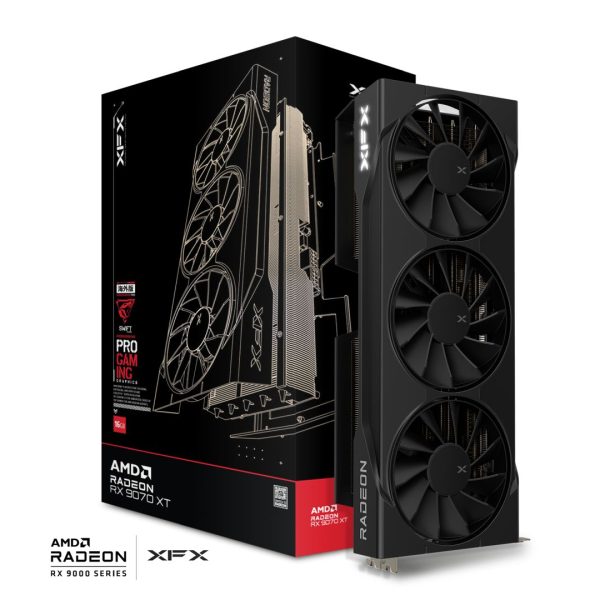 XFX Swift AMD Radeon RX 9070XT Triple fan Gaming Edition with 16GB GDDR6 HDMI 3xDP, AMD RDNA™ 4 (RX-97TSWF3B9)