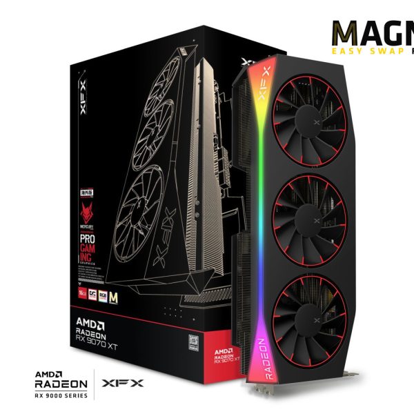 XFX Mercury AMD Radeon RX 9070XT OC Magnetic Air Edition with RGB 16GB GDDR6, HDMI 3xDP, AMD RDNA™ 4 (97TMARGB9)