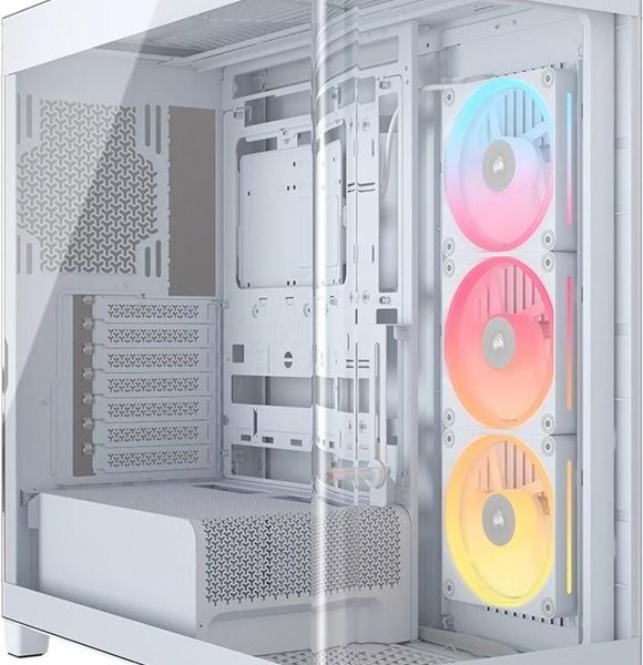 Corsair FRAME 4500X LX-R RGB LINK Panoramic Glass Mid-Tower PC Case White: up to 460mm GPU, 360mm radiators, rich I/O, and versatile fan/rad mounts