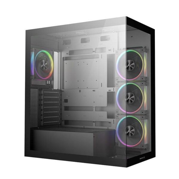 DeepCool CG580 4F v2 Panoramic ATX Mid-Tower Case, 4 x Pre Installed Fans Single Chamber, Support Up to 2x 360mm Radiators, Front 2x USB3.0