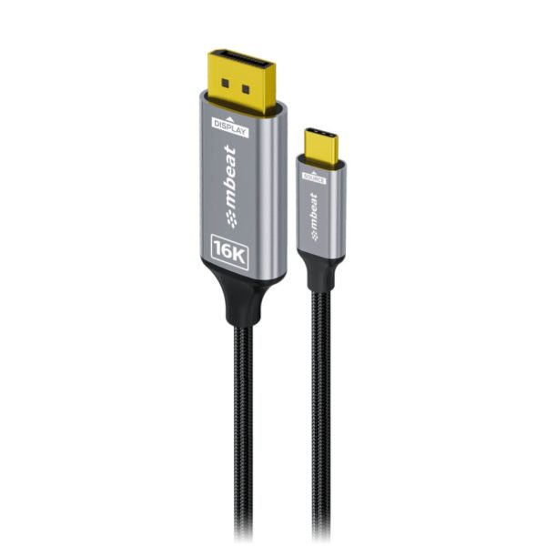 mbeat® Tough Link 1.8m 16K USB-C to DP Cable - Space Grey 40Gbps USB-C (male) to DisplayPort 2.1 (male)