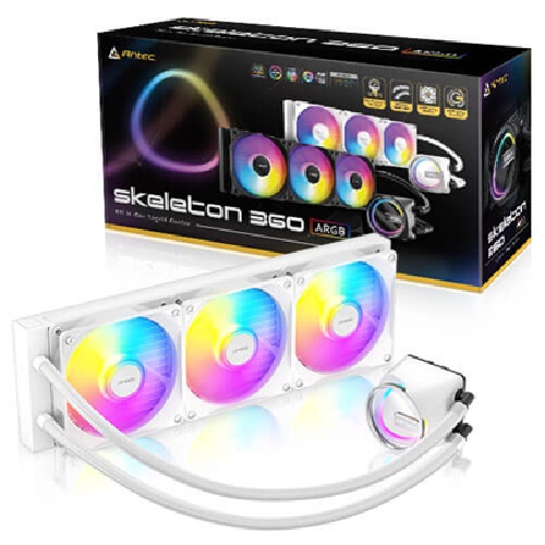 Antec Skeleton 360 ARGB-WHITE, All-in-One Liquid Cooler, 360mm, PWM ARGB fans, 2000RPM, 72.29CFM, ≤32dB, Intel/AMD support, aluminum radiator, 3Y wty