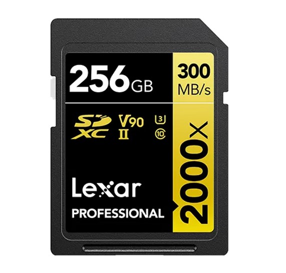 [NR MODEL] Lexar Professional 2000x 256GB SDHC™/SDXC™ UHS-II Card GOLD Series 256GB – C10, UHS-II (U3), V90, up to 300MB/s read, 260MB/s write