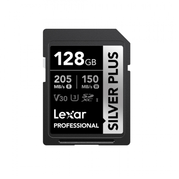 [NR MODEL] Lexar Professional SILVER PLUS 128GB SDXC™ UHS-I Card read/write speeds of up to 205MB/s and 150MB/s and FULL-HD and 4K