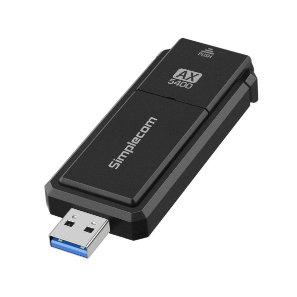 Simplecom NW812v2 AX5400 Tri-Band WiFi 6E USB Adapter, USB 3.2, AX5400, 2.4/5/6GHz, up to 2402Mbps, MU-MIMO, OFDMA, WPA3, foldable antenna