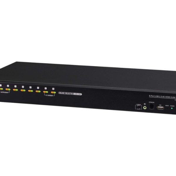 ATEN 8-Port USB2.0 4K HDMI KVM Switch, Supports up to 4K DCI (4096 x 2160 @ 60Hz) and built-in 2-port USB 2.0 hub