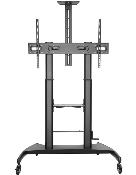 Brateck Large Screen Telescopic Height-Adjustable Steel TV Cart with Crank Handle Fit 60'-100' Up to 100kg- Matte Black (LS)