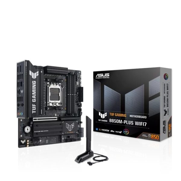 ASUS TUF GAMING B850M-PLUS WIFI7, AM5,B850,4DDR5 256GB,PCIe5.0,M.2x3,WiFi7,BT5.4,2.5GbE,USB20G,DP,HDMI,mATX,3yr wty