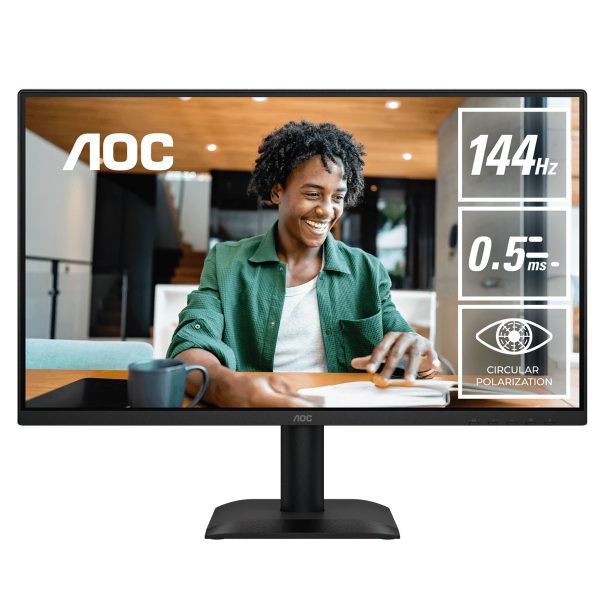 AOC 23.8' IPS, 1920×1080@144Hz, 4ms GtG, 300 cd/m², 1500:1, 178° VA, sRGB 112%, HDMI/DP, tilt -5°~23°, 16.7M colors, 16W (LS)