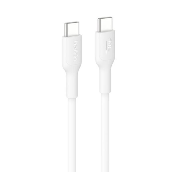 Belkin BoostCharge USB-C to USB-C Cable (2M) - White (CAB004bt1MBK), 3A/60W, 480Mbps, 30K+ Bends, Apple,USB-IF Certified, 2 Years Warranty