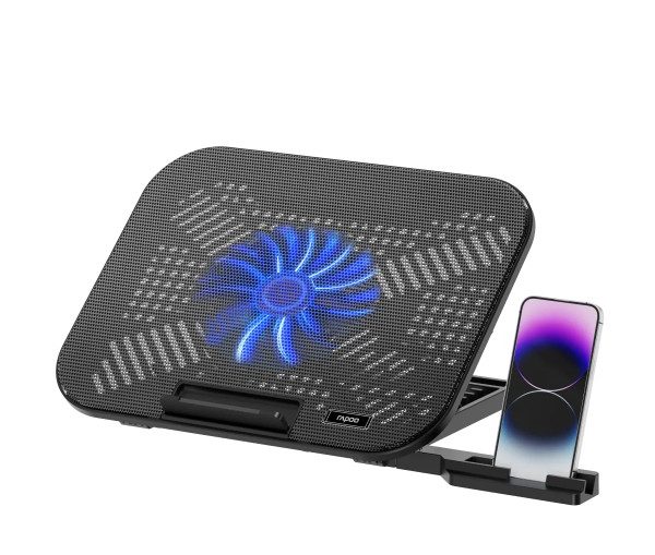 Rapoo Laptop Cooling Pad CF100, High-Efficiency Cooling Ergonomic Design, Multi-height Adjustable, Sturdy, Durable, Multi-Size Compatible