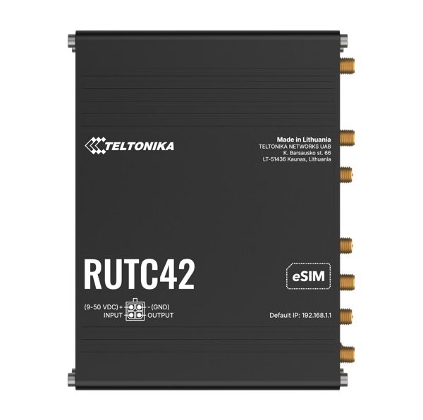 Teltonika RUTC42 DUAL MODEM EDGE ROUTER, LTE Cat 4 with dual modem, failover, load balancing, WI-FI 6, 5x Gigabit Ethernet Ports, PSU included.