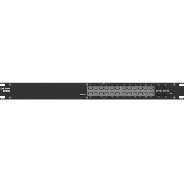 Teltonika SWM280 PoE+ Managed Switch, 24 x ETH ports, 10/100/1000 Mbps,12 PoE+ ports with up to 30W per port,4 SFP ports, 2 year free RMS License.