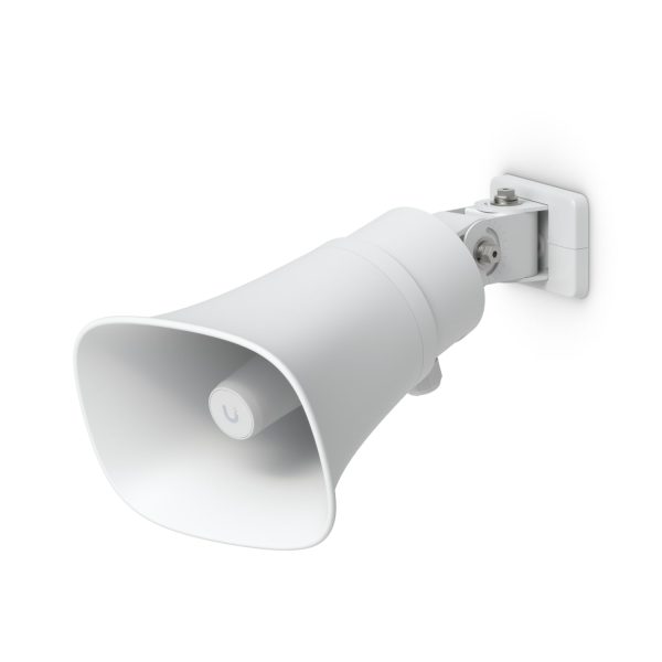 Ubiquiti AI Horn Speaker, White, All-weather PoE 120 dB Horn Speaker With Advanced AI Alert Functionality&Versatile Wall, Corner,Pole Mounting Options