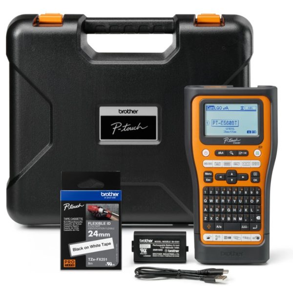 Brother PT-E560BTVP Industrial Handheld Label Printer - 3 Year Warranty, included Carry case, Rechargeable Li-Ion battery,1xTZE-FX241 and USB-A Cable