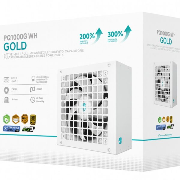 DeepCool PQ1000G WH 1000W Gamer Storm 80+ Gold/Cybenetics Fully Modular ATX Power Supply 120mm Fan, Japanese Capacitors, DC to DC, ATX12V V3.1,