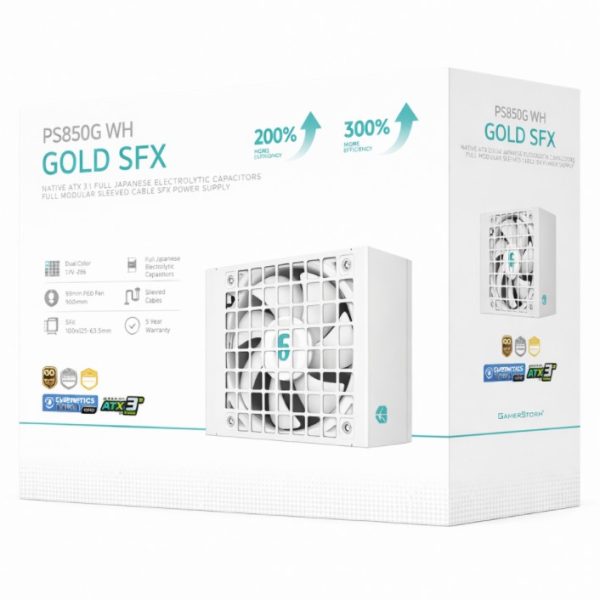 DeepCool PS850G WH 850W Gamer Storm SFX ,Full Japanese Electrolytic Capacitors, Cybenetics Platinum /PPLP Gold, Fluid Dynamic Bearing