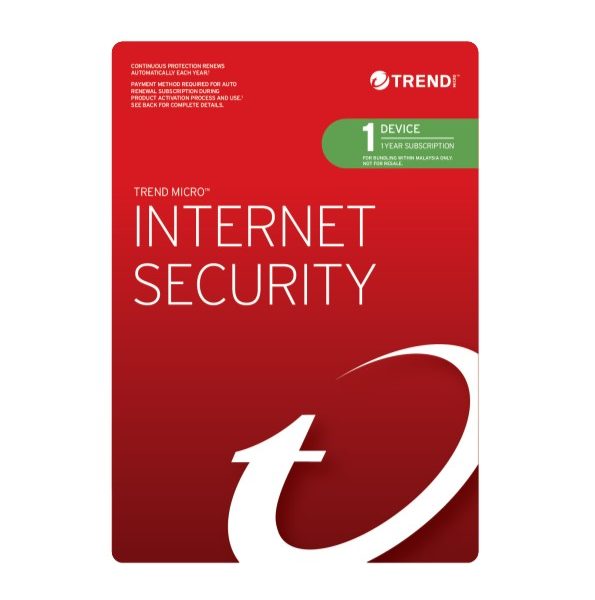 Trend Micro Internet Security (1 Device) 1 Year Add-On Auto Renew OEM Auto Upgrade to Maximum Security PC/MAC Only