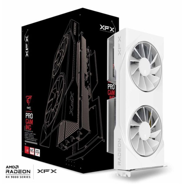 XFX Swift AMD Radeon RX 9060XT OC White Gaming Edition with 16GB GDDR6 HDMI 2xDP, AMD RDNA™ 4 (RX-96TSW16WQ)